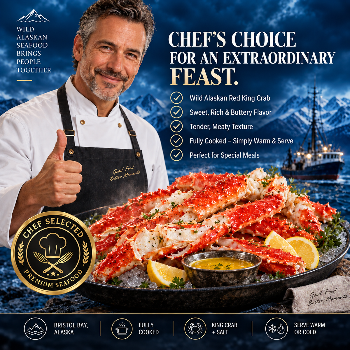 🦀Wild Red King Crab Legs for Premium Seafood Feast - Family & Holiday Meals-YOE